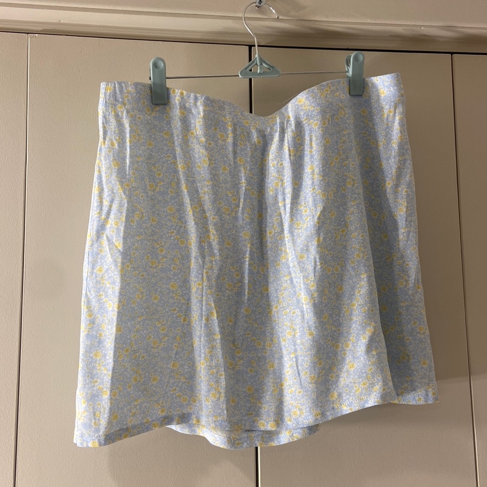 Elodie Floral Print Mini Skirt - Blue / Yellow - size x-Large
